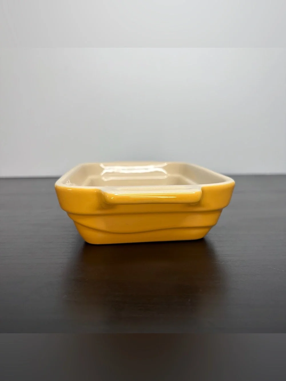 Le Creuset Yellow Stoneware Small Baking Dish Ceramic Kitchen Casserole Rare